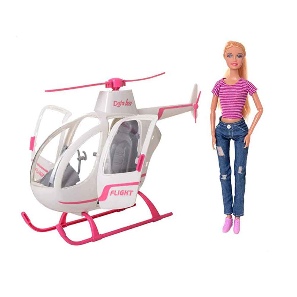 باربی دفا لوسی مدل باربی و هلیکوپتر defa lucy barbie with helicopter