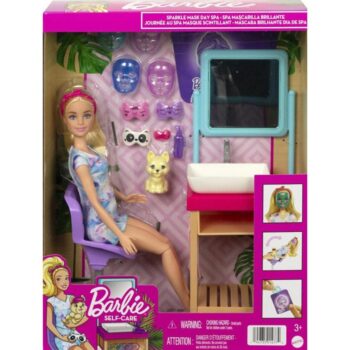 ست باربی با ماسک صورت کد: Barbie Sparkle Mask Spa Day Playset 01477