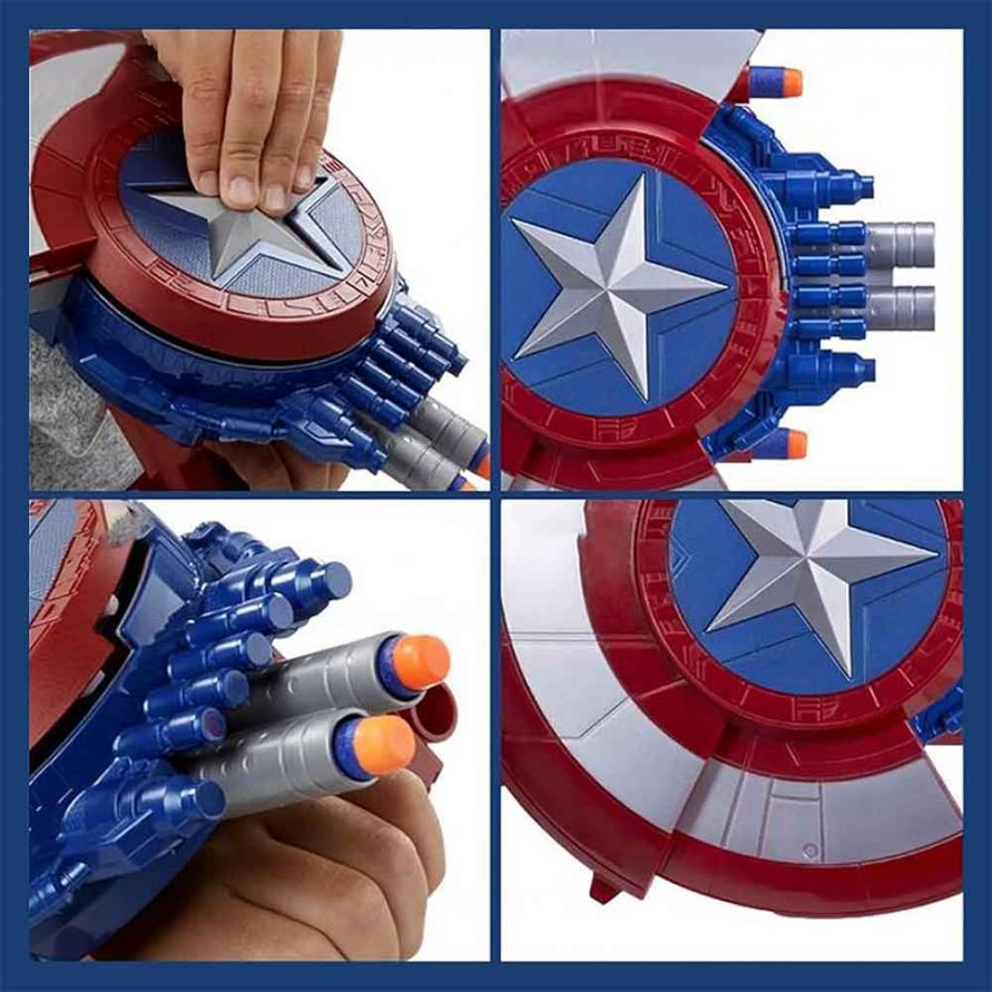 تفنگ نرف هازبرو مدل Hasbro Marvel Captain America Blaster Reveal Shield Nerf Darts Avengers B9943