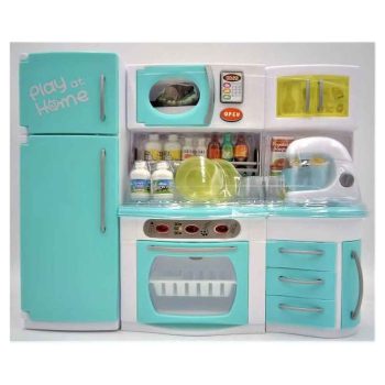 ست آشپزخانه Deluxe Modern Kitchen With Refrigerator Barbie Size Furniture Set