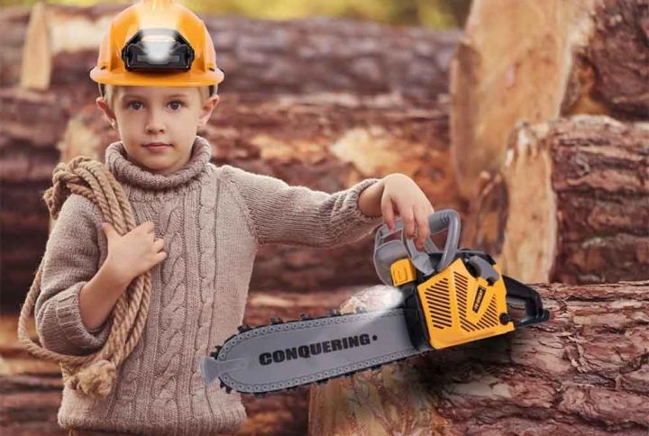 اره برقی همراه با کلاه ایمنی کد Power Tools Children's Chainsaw T006